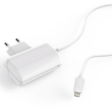 TAP-118W (White) Apple lightning plug with captive cable wall charger