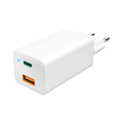 65W Travel Charger GaN, USB-C Power Delivery (PD) + USB-A QC3.0,